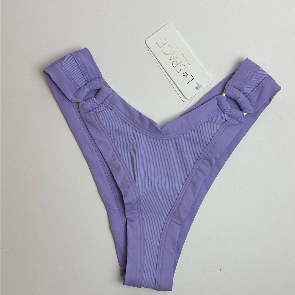 L*Space Lavender Bikini Bottom with Ring Accents